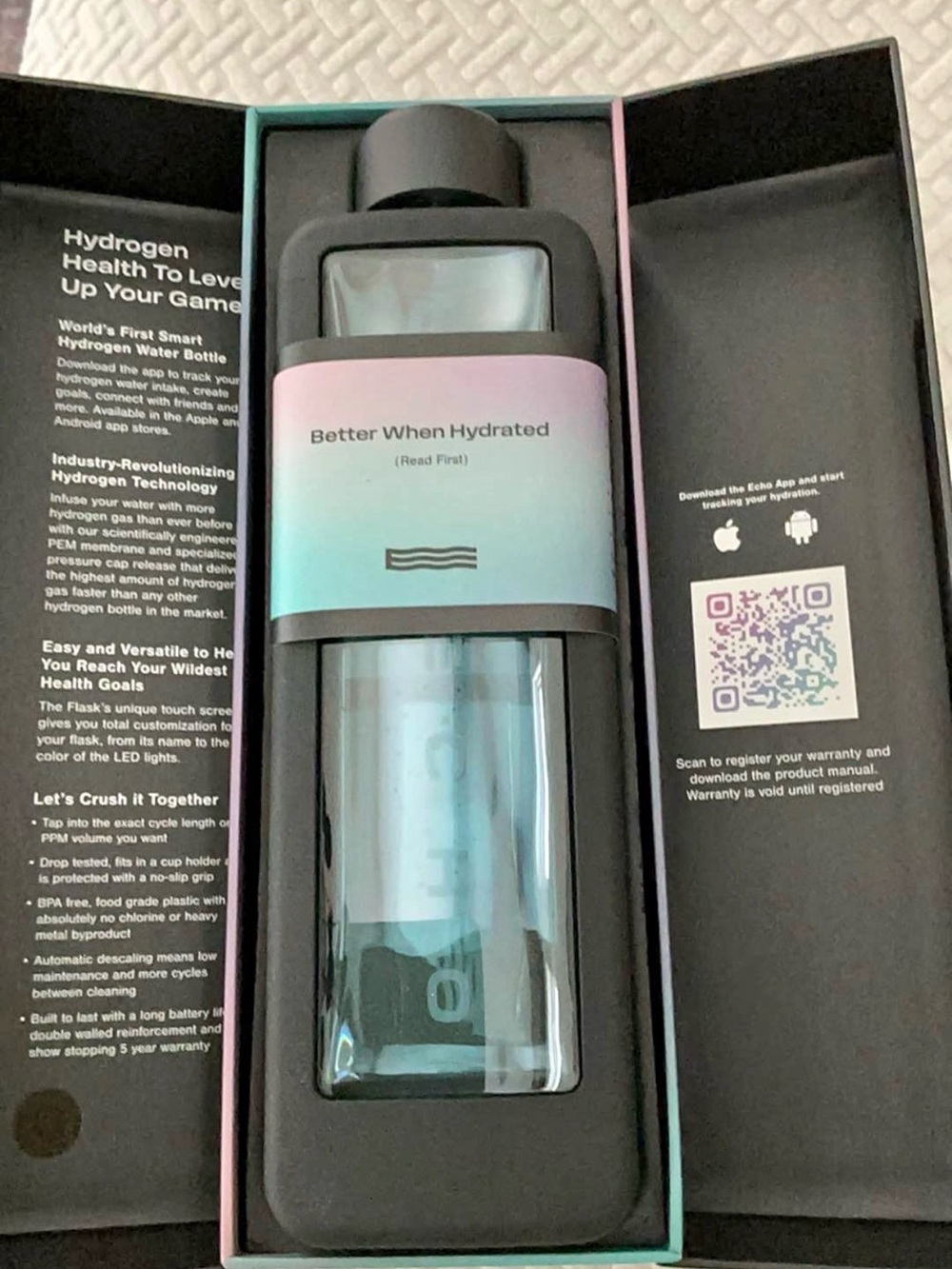 Echo Hydrogen Water Bottle NIB